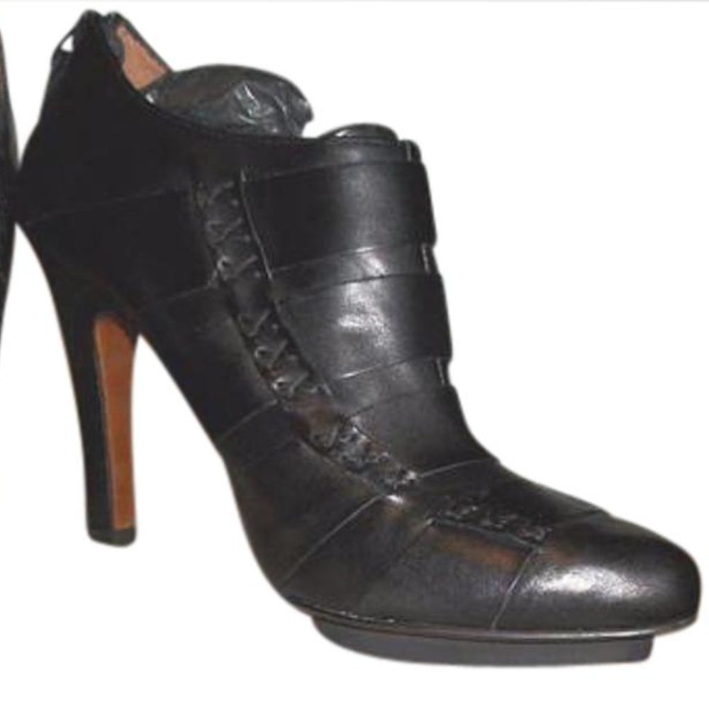 No. 704b Hannie Leather Platform Booties, sz 8.5